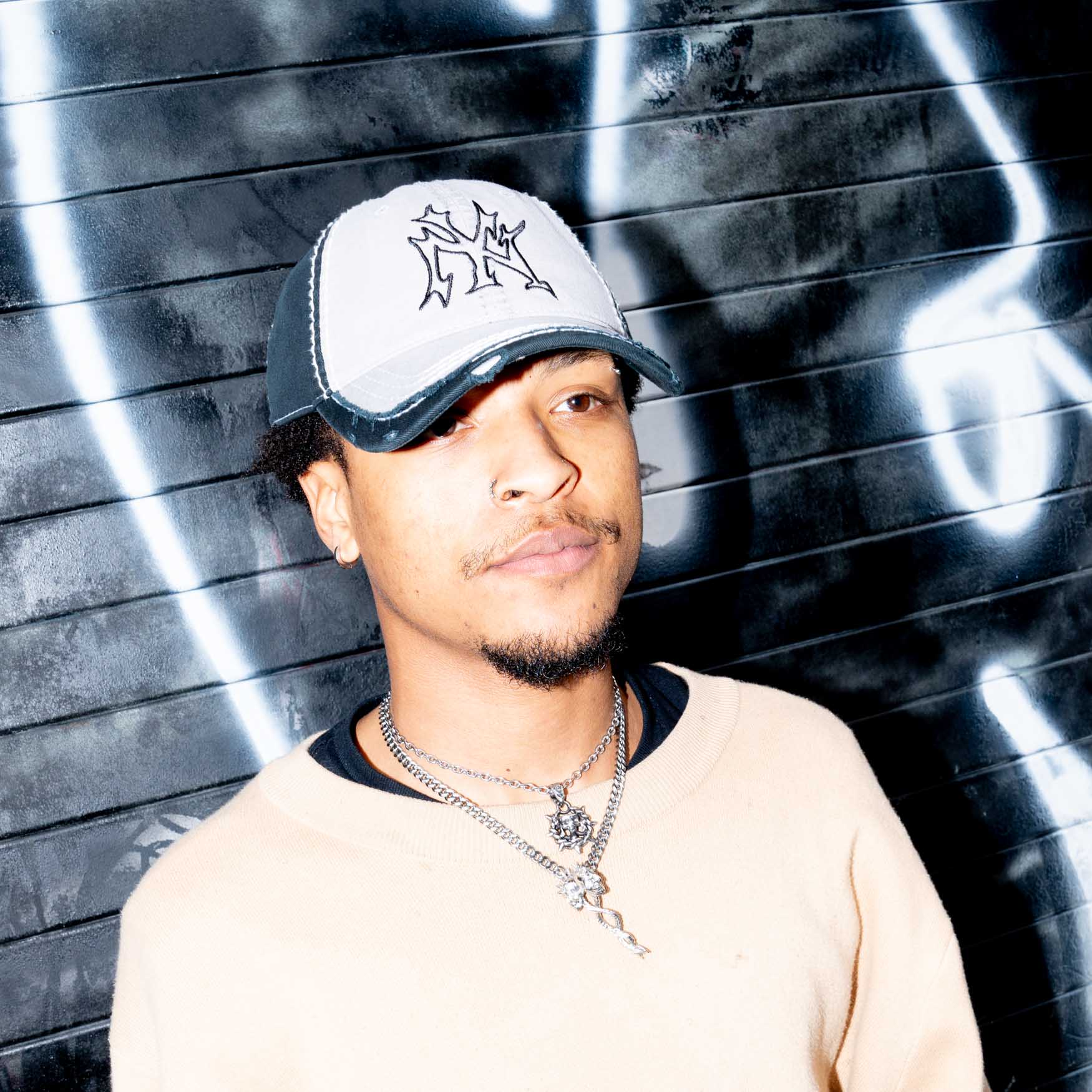 Tribal New York Shop Hat - Light Grey / Black Hat Personal Fears Personal Fears Tribal New York Shop Hat - Light Grey / Black - Distressed Hat