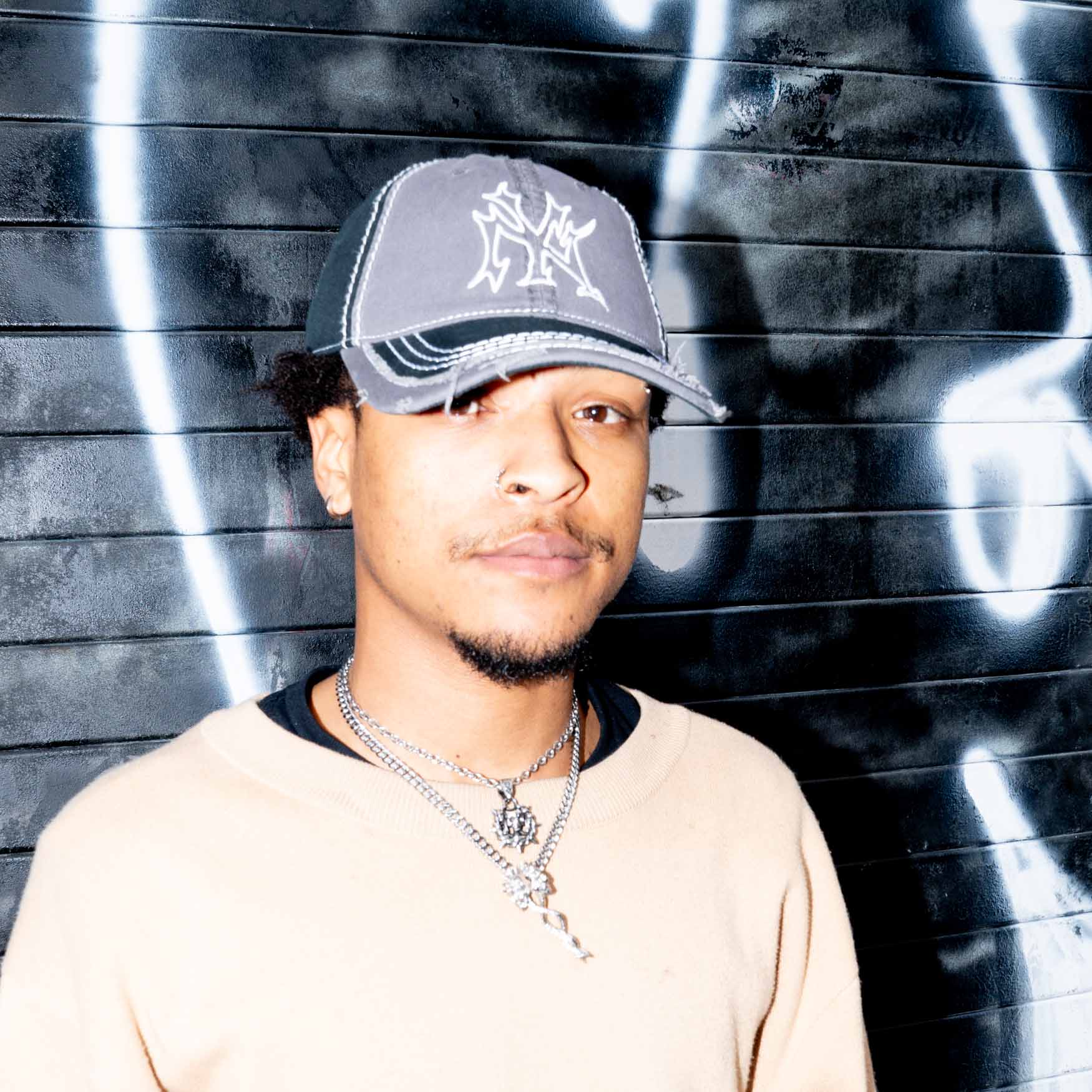 Tribal New York Shop Hat - Charcoal / White Hat Personal Fears Personal Fears Tribal New York Shop Hat - Charcoal / White - Distressed Hat