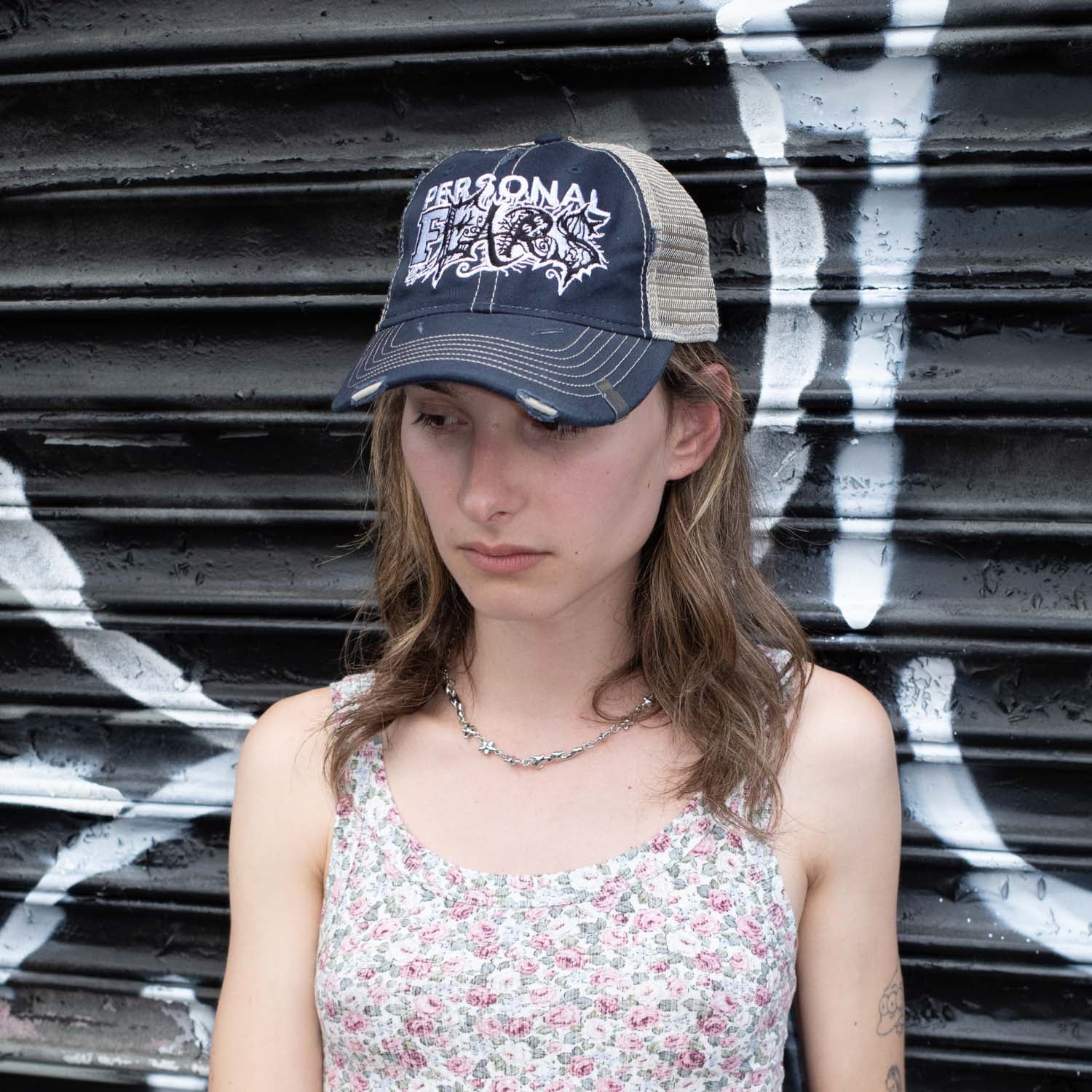 Ludlow Hat - Faded Navy Hat Personal Fears Personal Fears Ludlow Hat - Faded Navy | Distressed w/ Logo Brim Clasps