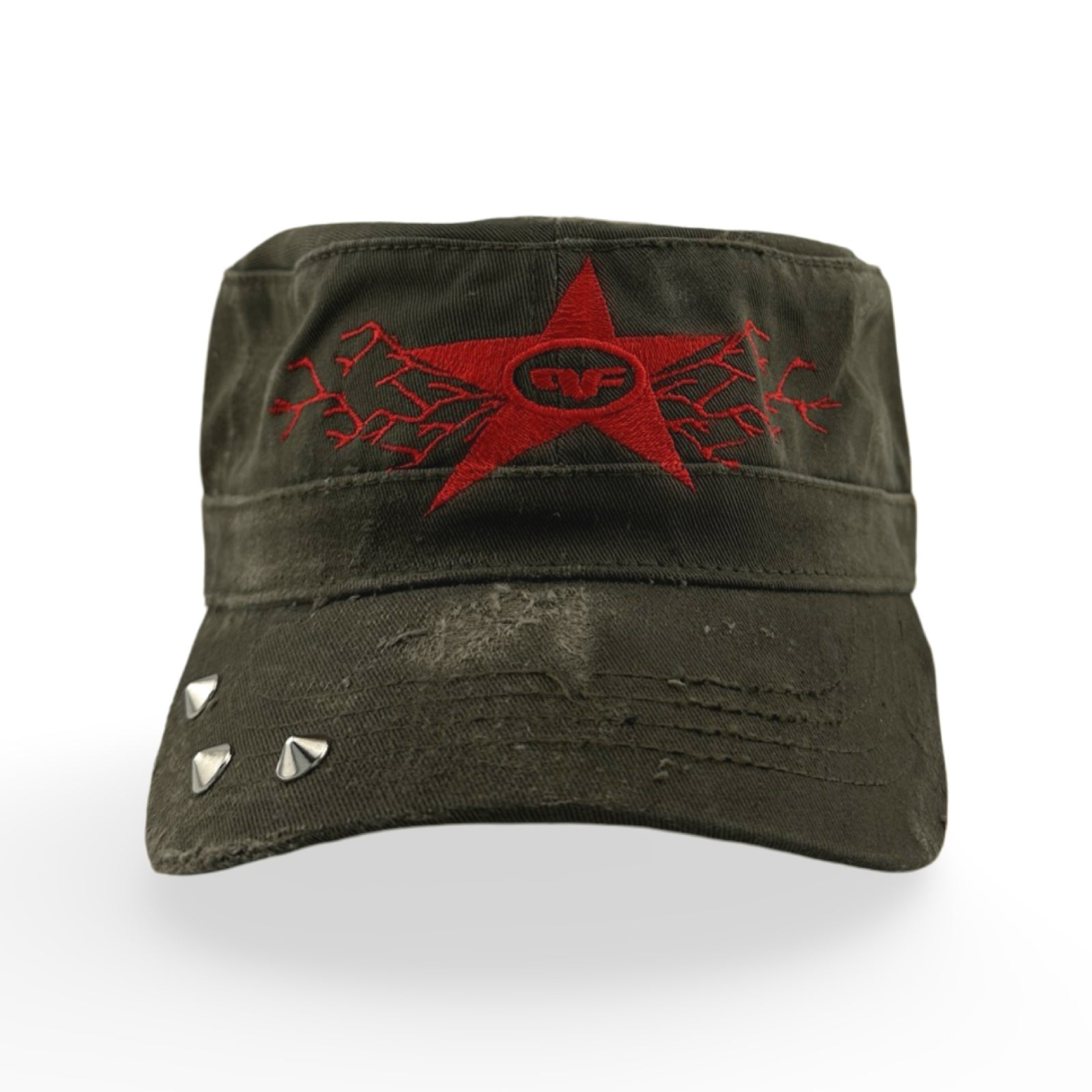 Comrade Hat - Green / Red Hat Personal Fears Personal Fears Comrade Hat - Brown / Red - Distressed with Studs