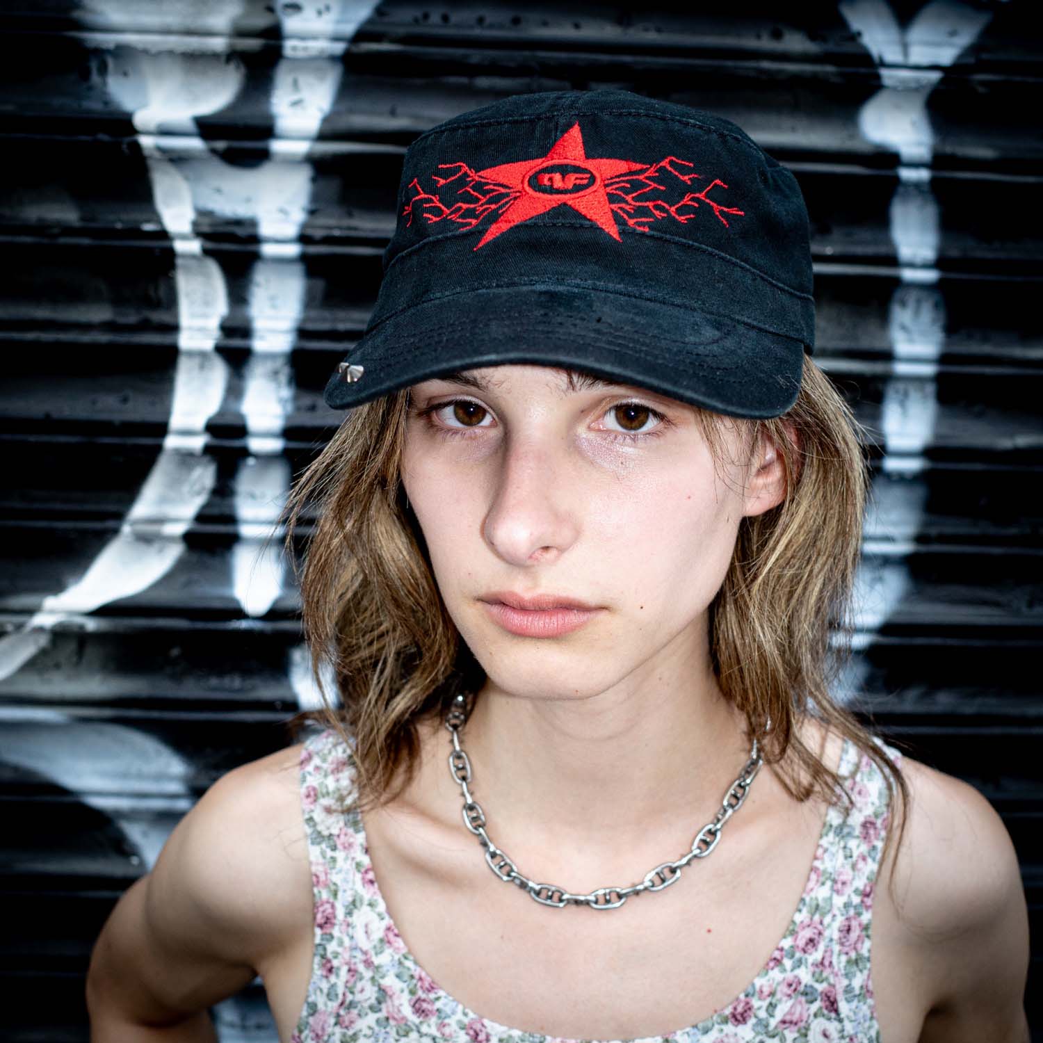 Comrade Hat - Red / White Hat Personal Fears Personal Fears Comrade Hat - Black / Red - Distressed with Studs
