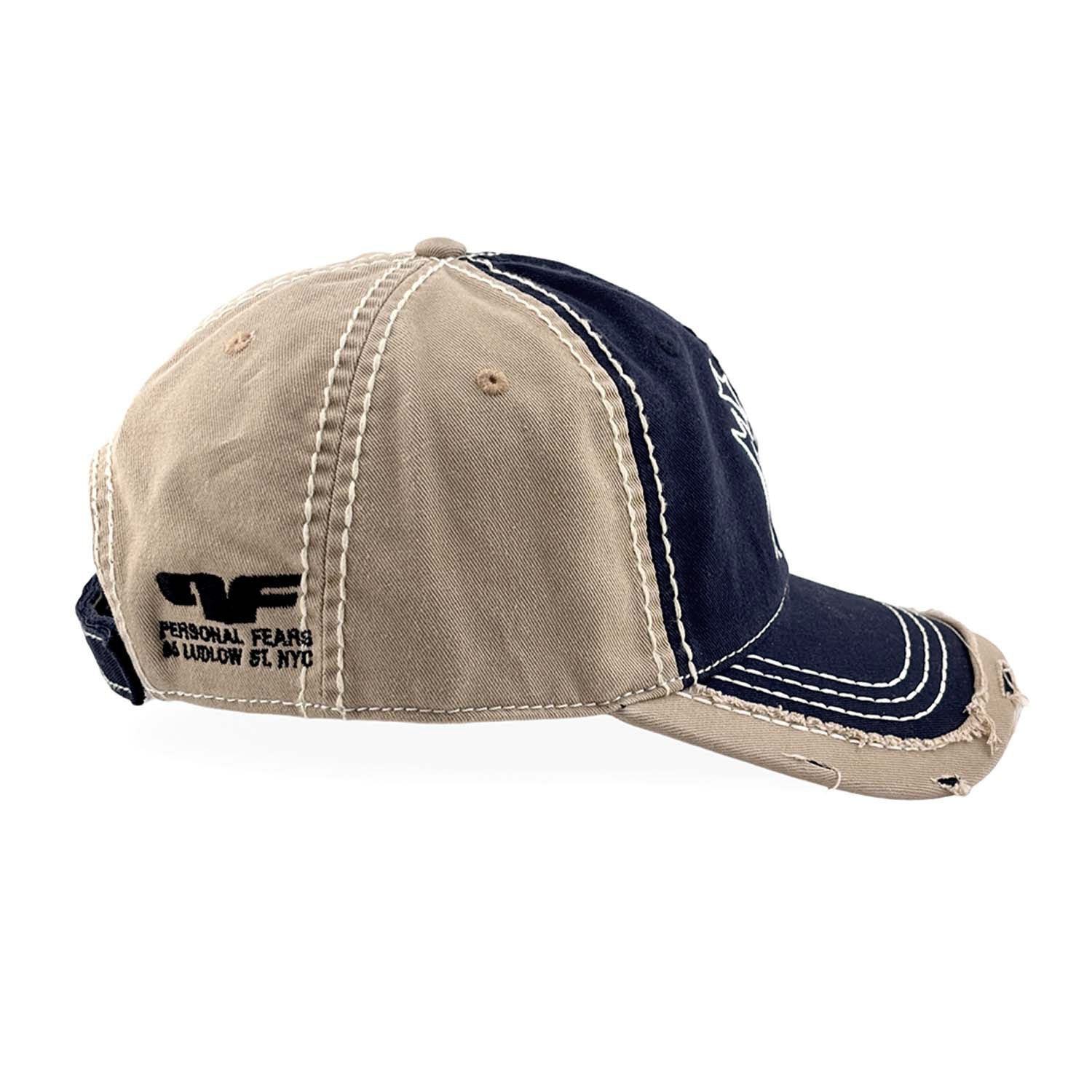 Tribal New York Shop Hat - Navy / Tan Hat Personal Fears Personal Fears Tribal New York Shop Hat - Charcoal / White - Distressed Hat