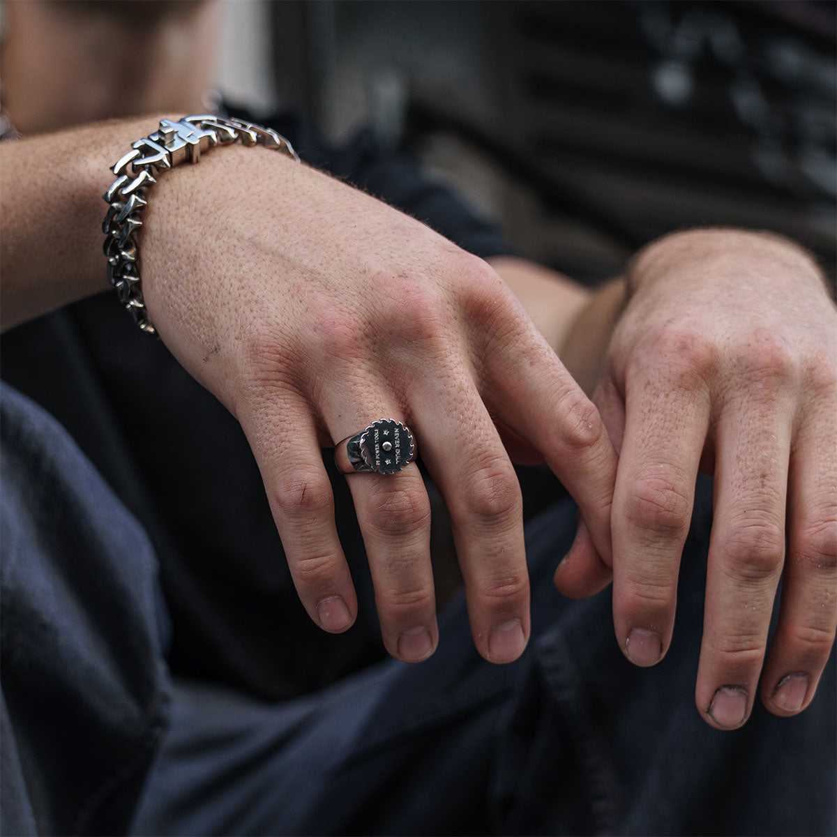 Saw Blade Ring Rings Personal Fears Personal Fears Saw Blade Ring - Fidget Ring - Spinning Ring