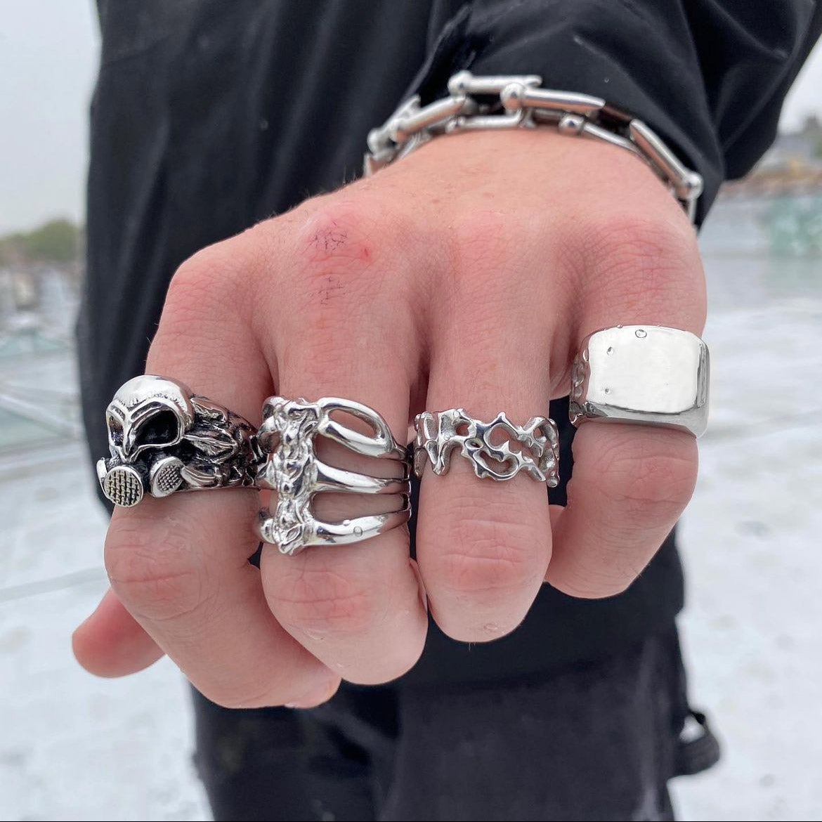 Personal Fears Stainless Steel Rings On Hand