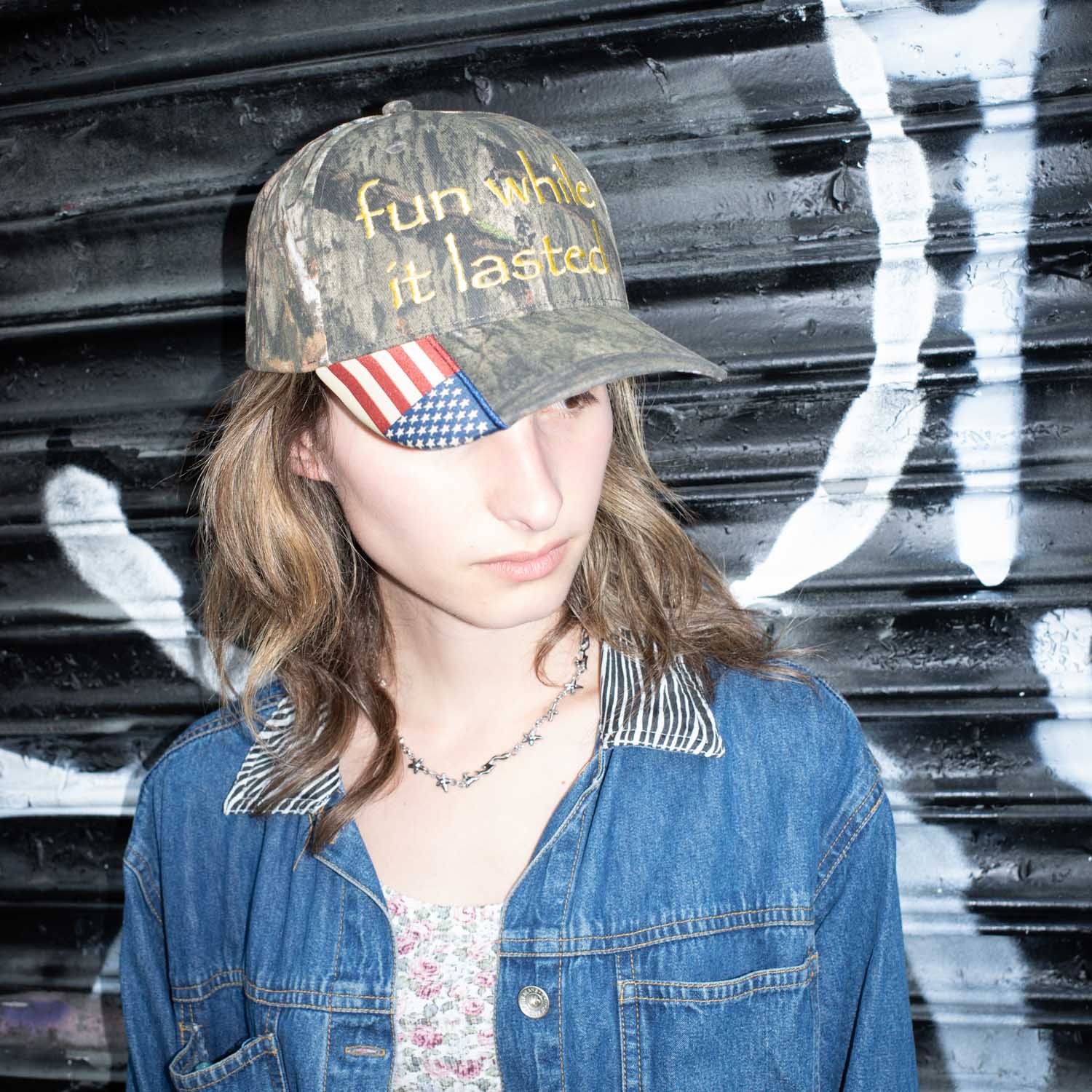 USA Hat - Woodland Camo Hat Personal Fears Personal Fears USA Hat | Fun While It Lasted | Adjustable Tree Camo Hunting Hat