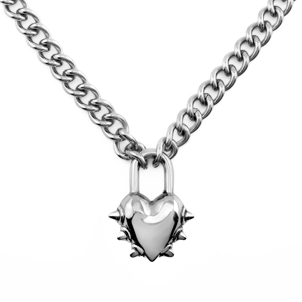 Vicious Heart Chain Necklaces Personal Fears Personal Fears Vicious Heart Chain | Heart Lock Necklace | Goth Jewelry | Punk Jewelry