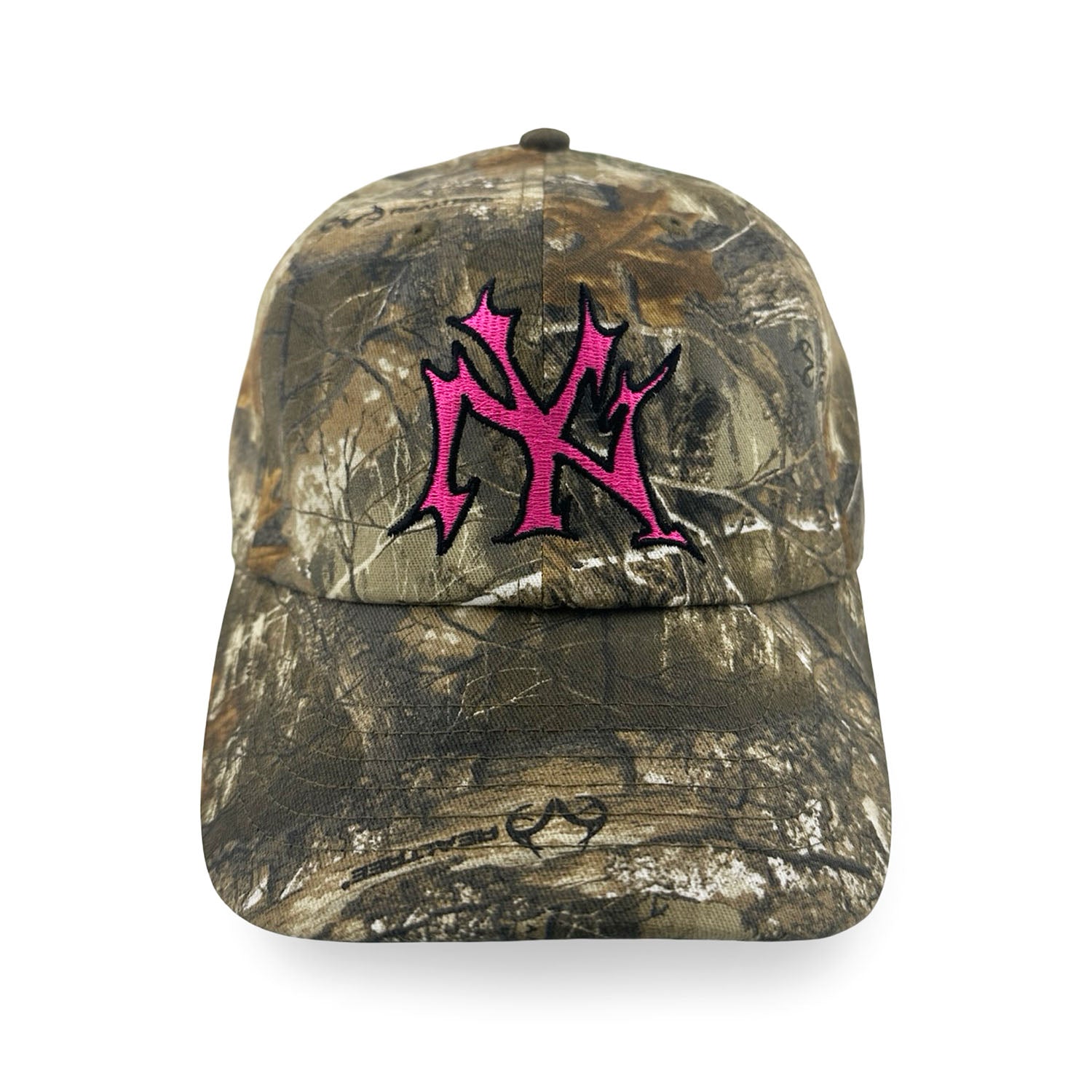 NY Pit Crew Hat - Realtree Camo Hat Personal Fears Personal Fears NY Pit Crew Hat - Camo | Bright Pink NY Logo Over Realtree Camo Hat