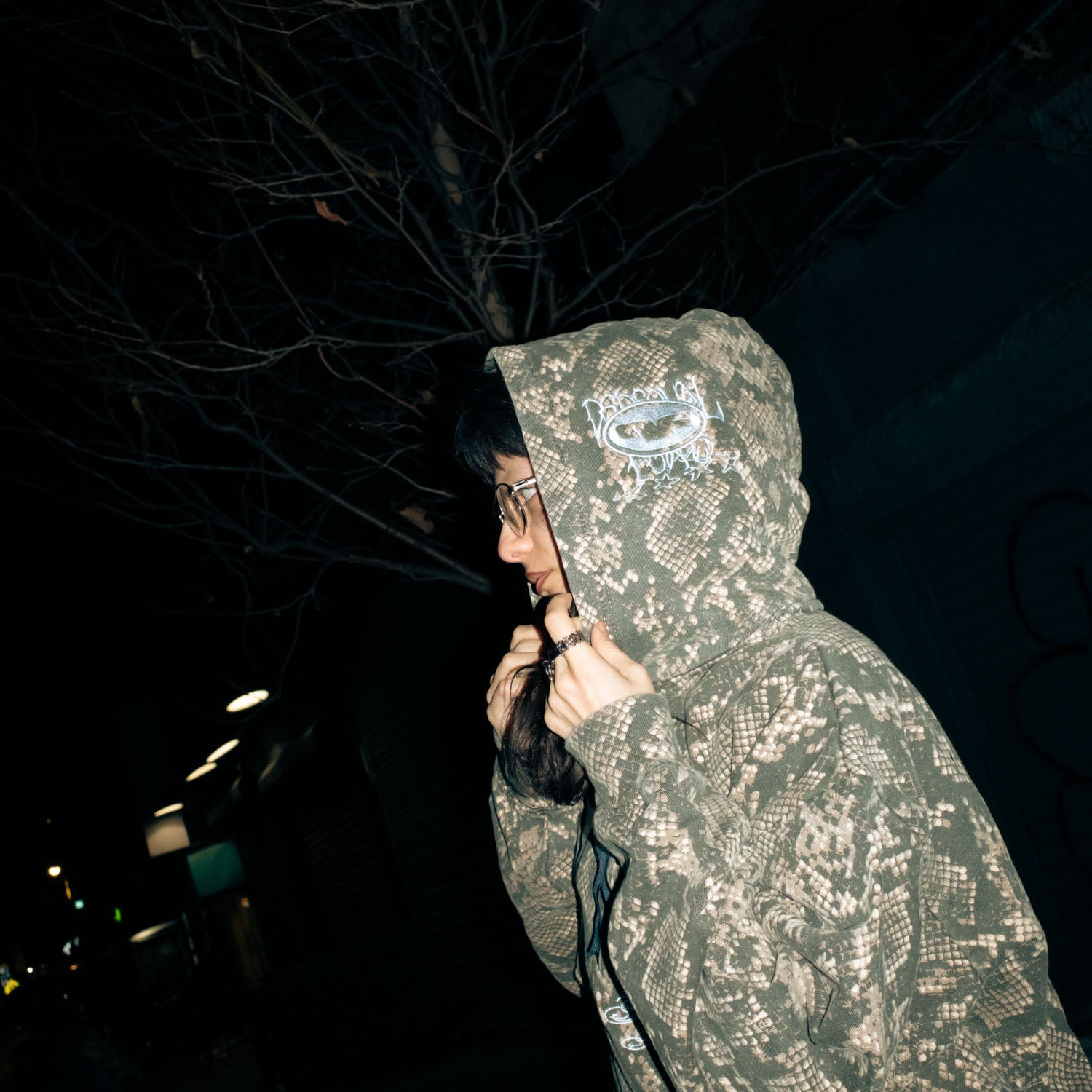 Embroidered NY Hoodie - Snakeskin