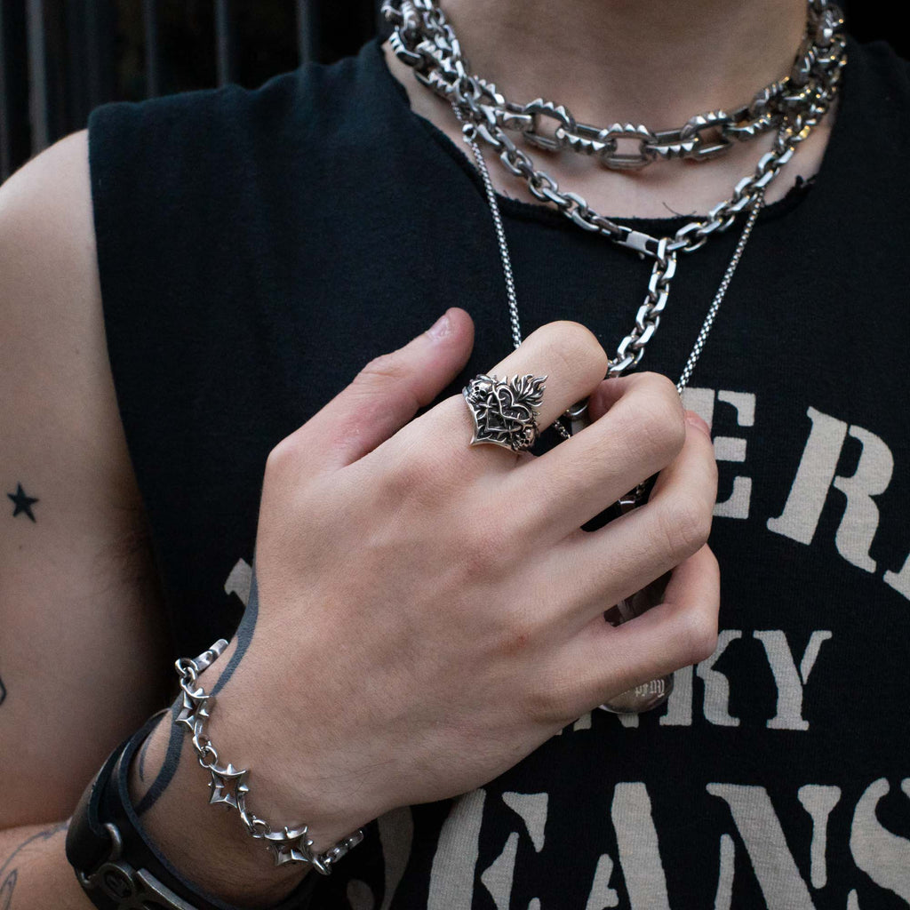 Silver Sacred Heart Ring