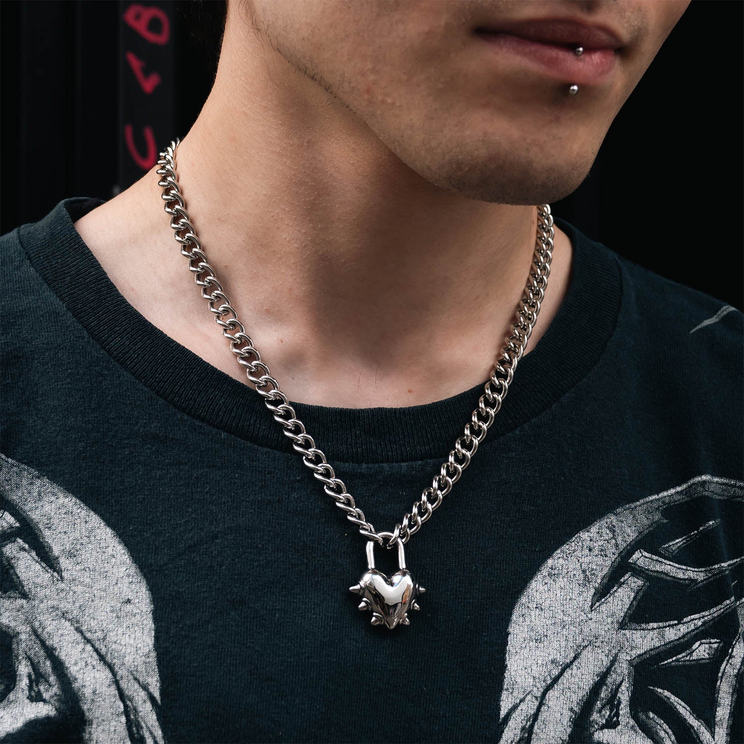 Vicious Heart Chain Necklaces Personal Fears Personal Fears Vicious Heart Chain | Heart Lock Necklace | Goth Jewelry | Punk Jewelry