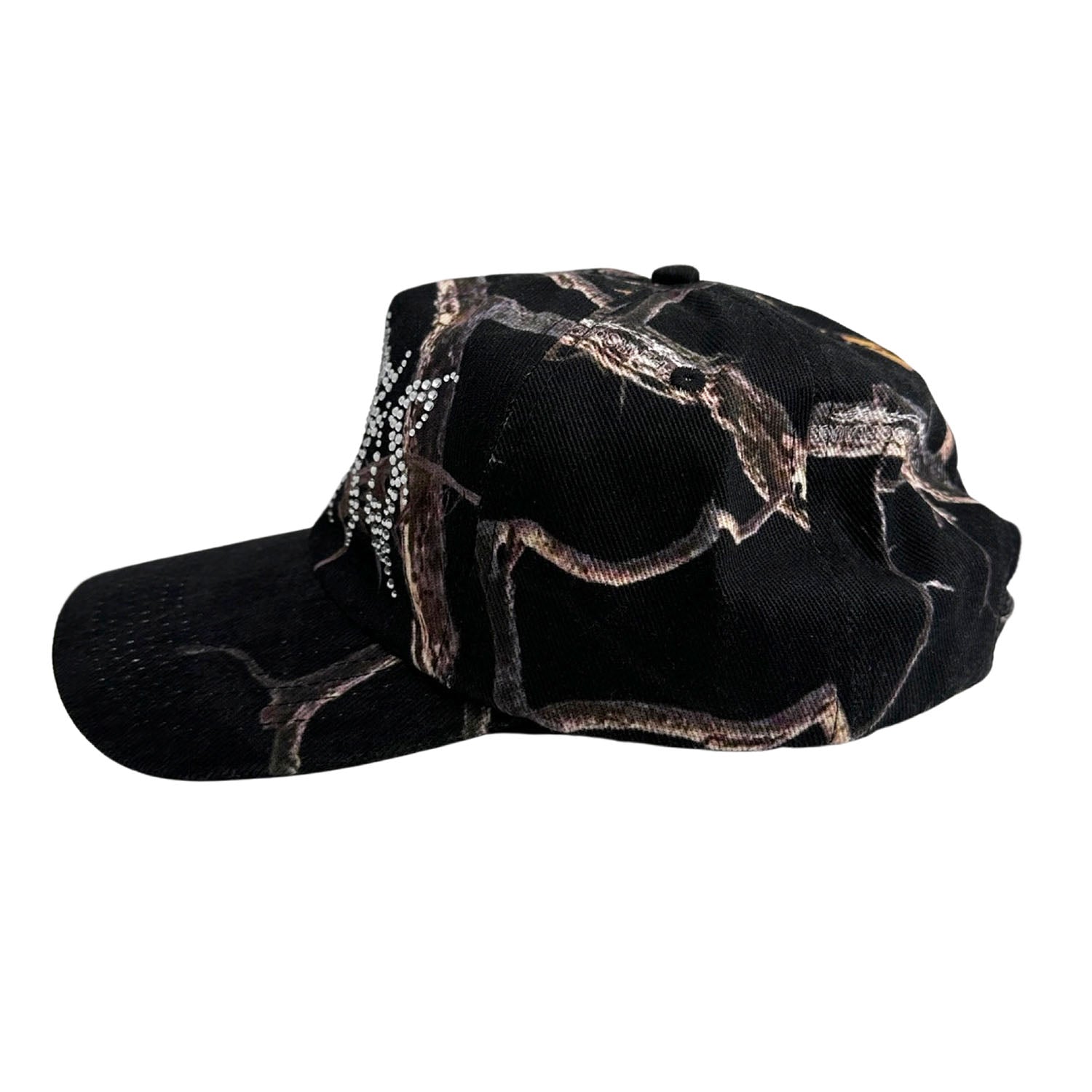 Rhinestone Camo Hat - Black