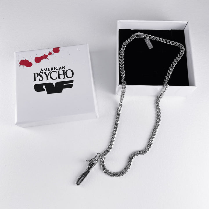 Personal Fears X American Psycho Chain Saw Necklace in Stainless Steel On Box