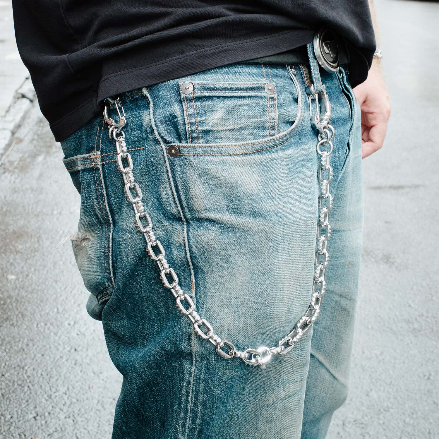 Crusher Link Necklace | Spiked Rolo Links w/ Custom Carabiner Clasp