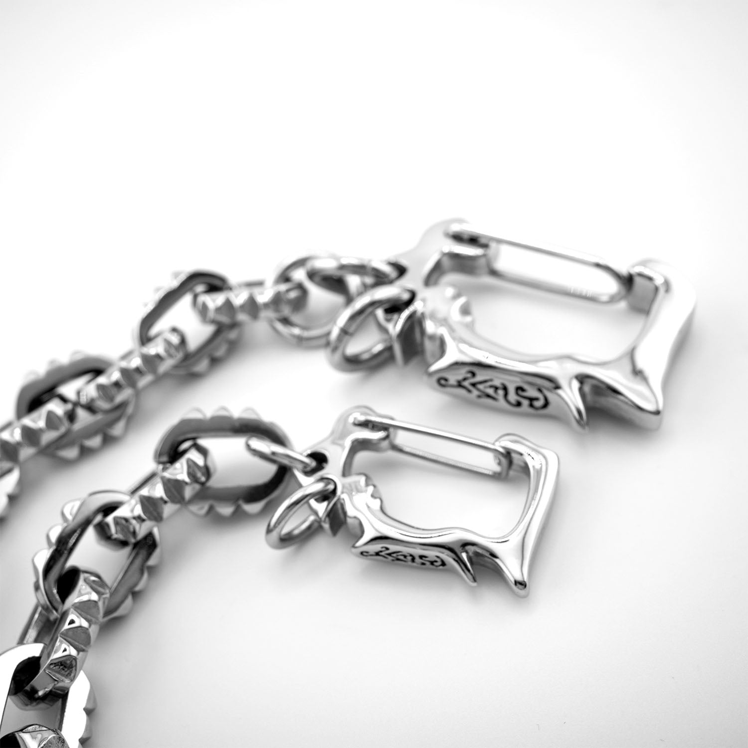 Crusher Link Necklace | Spiked Rolo Links w/ Custom Carabiner Clasp