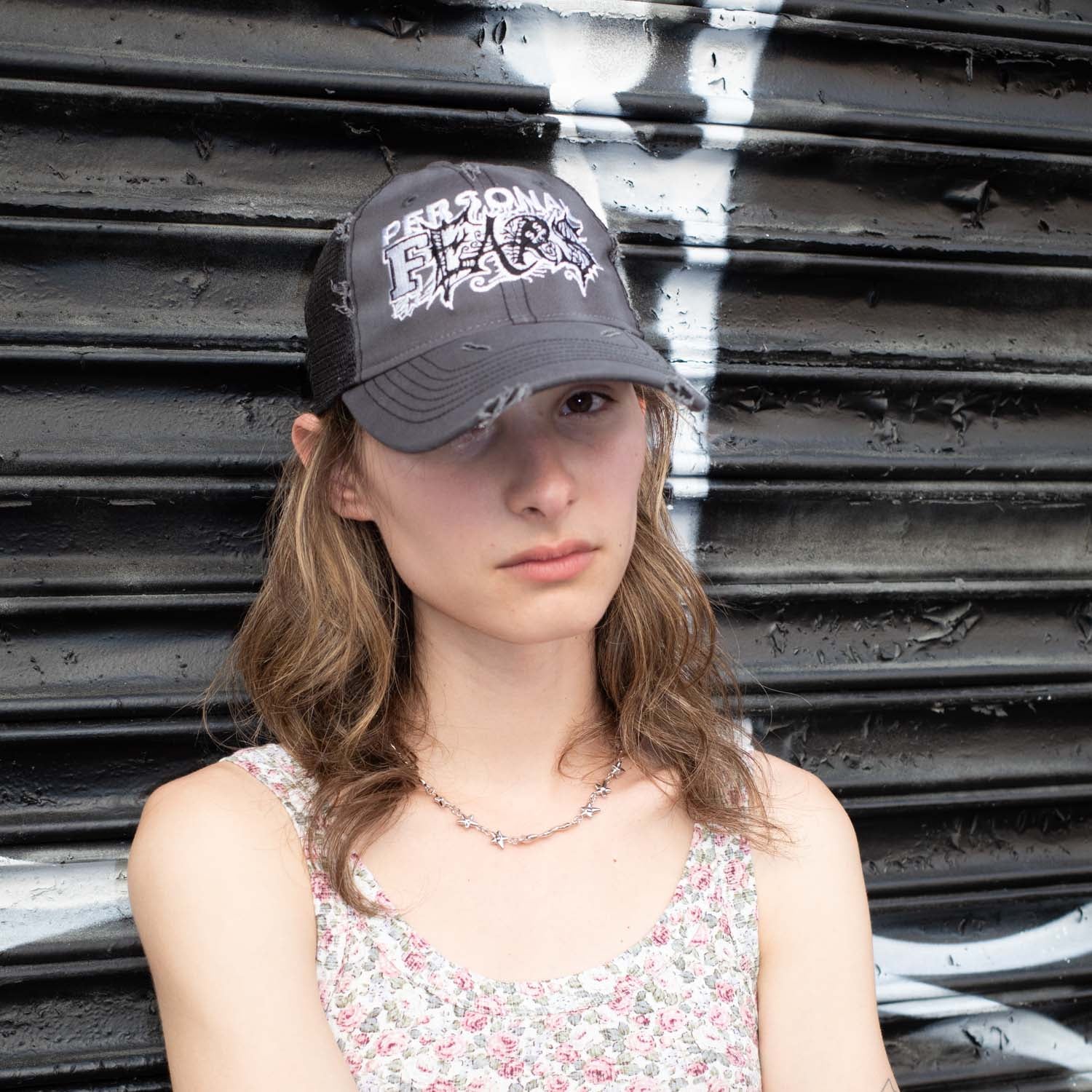 Ludlow Hat - Faded Grey Hat Personal Fears Personal Fears Ludlow Hat - Faded Grey | Distressed w/ Logo Brim Clasps