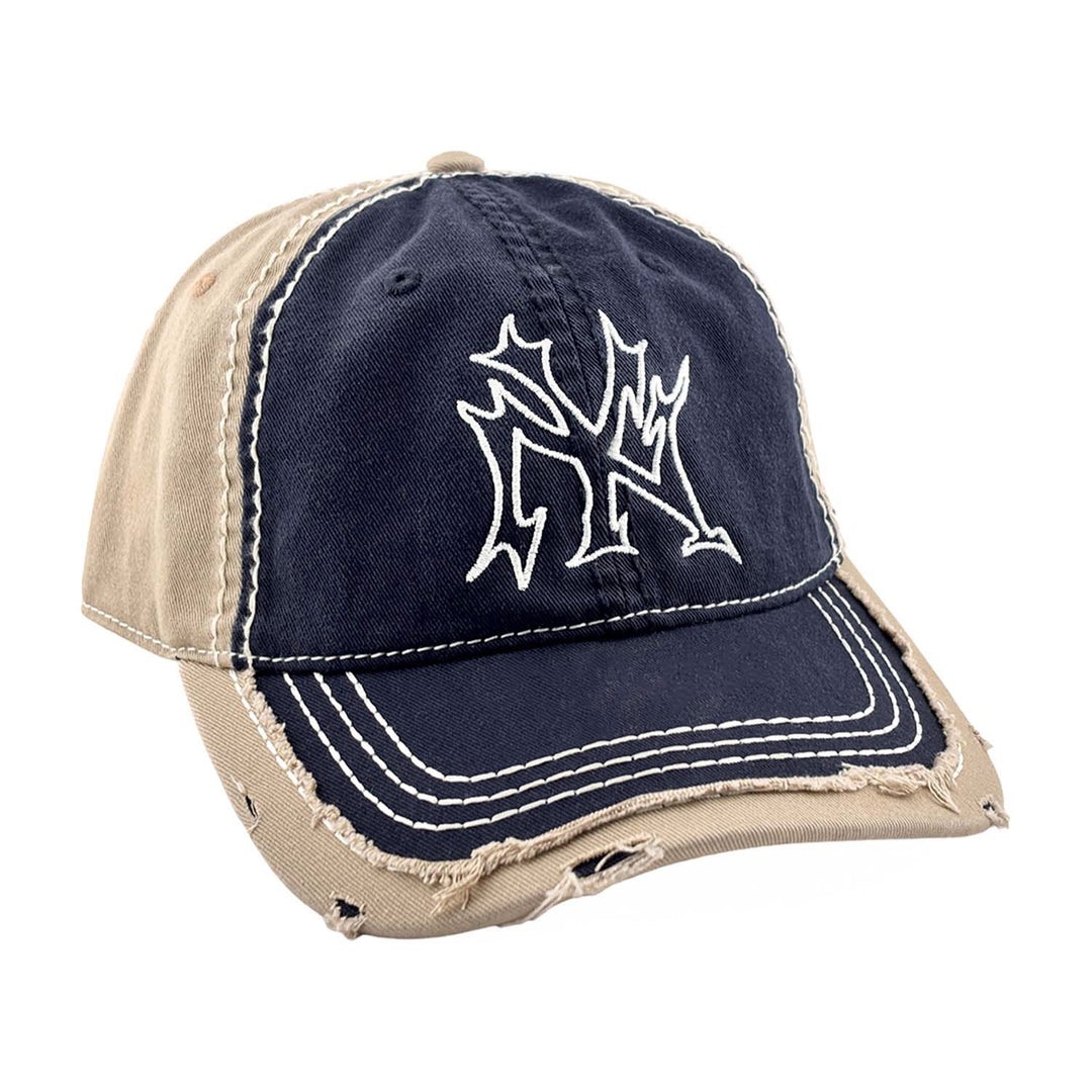 Tribal New York Shop Hat - Navy / Tan Hat Personal Fears Personal Fears Tribal New York Shop Hat - Charcoal / White - Distressed Hat