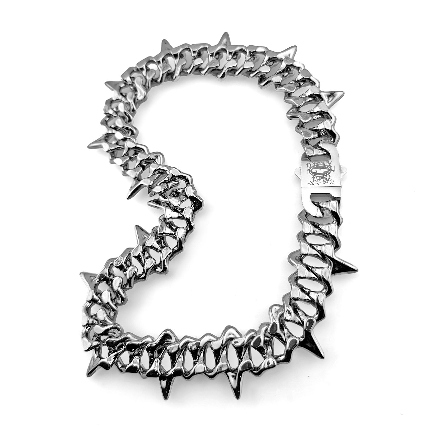 Hazard Link Chain Necklaces Personal Fears Personal Fears Hazard Link Chain | Spike Stainless Steel Statement Necklace