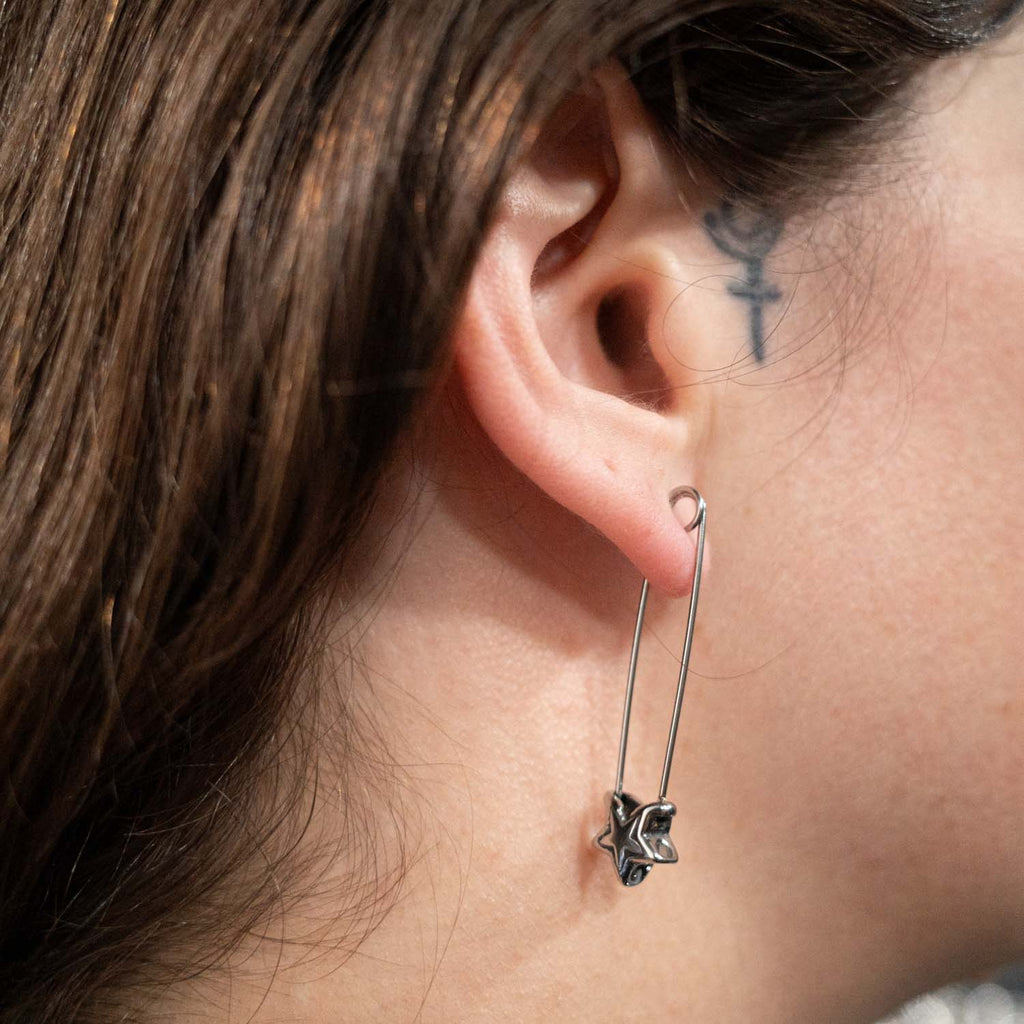 Nautical Star Safetypin Earring