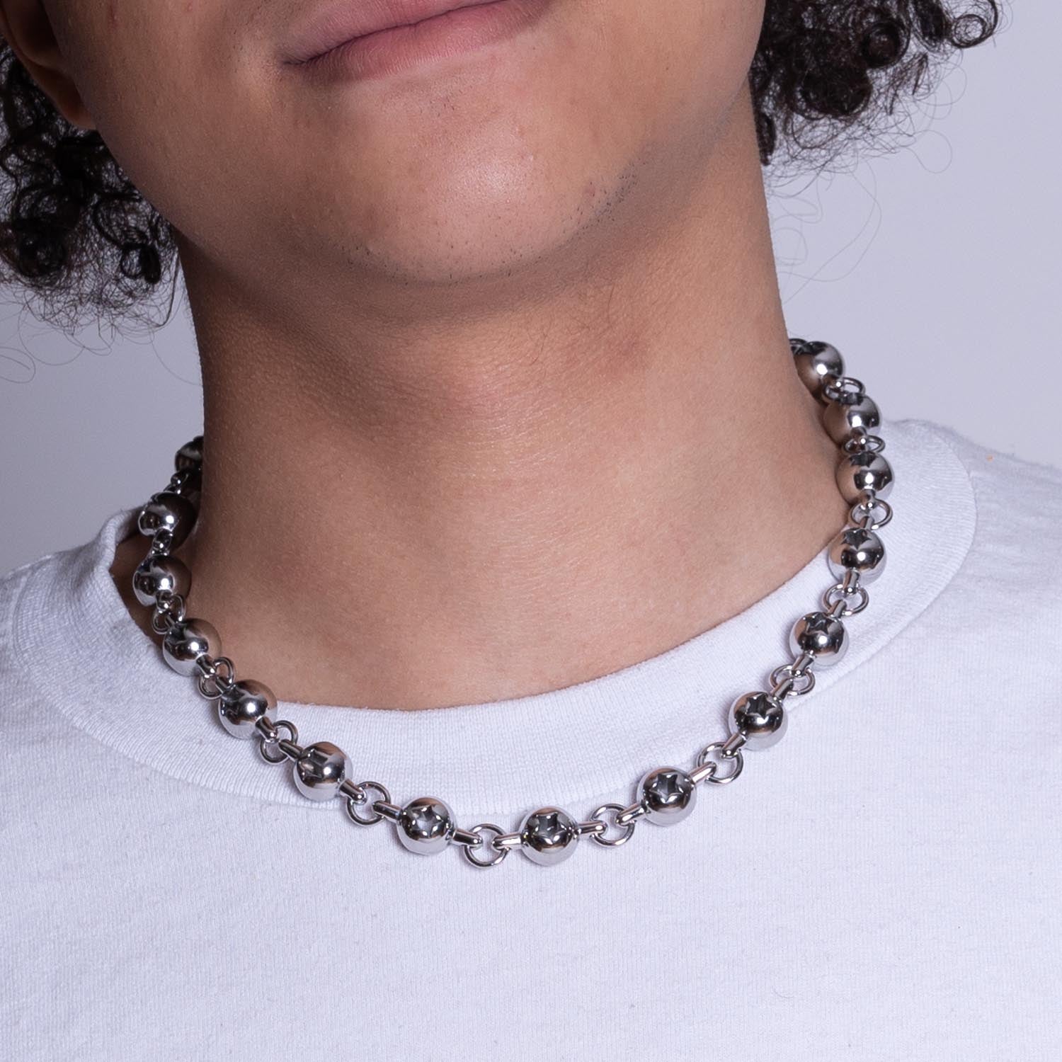 Star Ball Link Chain | Stainless Steel - 90s y2k Necklace
