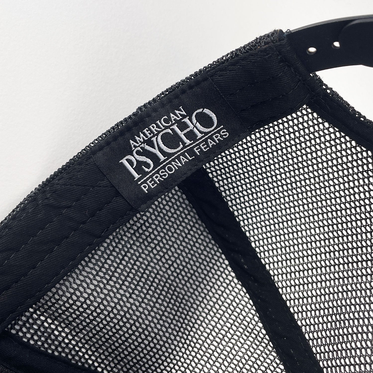 Personal Fears X American Psycho Movie Rhinestone Trucker Hat Inner Detail