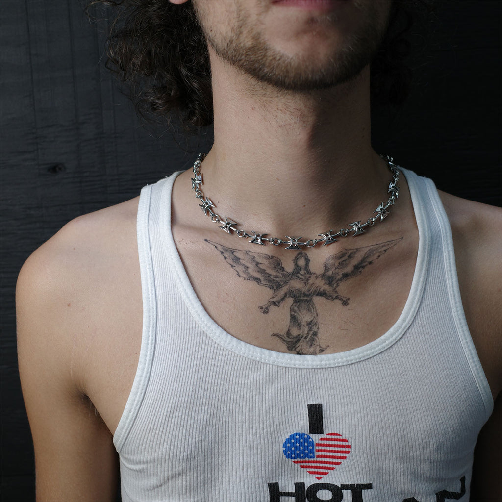 Razor Wire Link Necklace Necklaces Personal Fears Personal Fears Razor Wire Link Necklace | Barbed Wire Chain | Silver Necklace