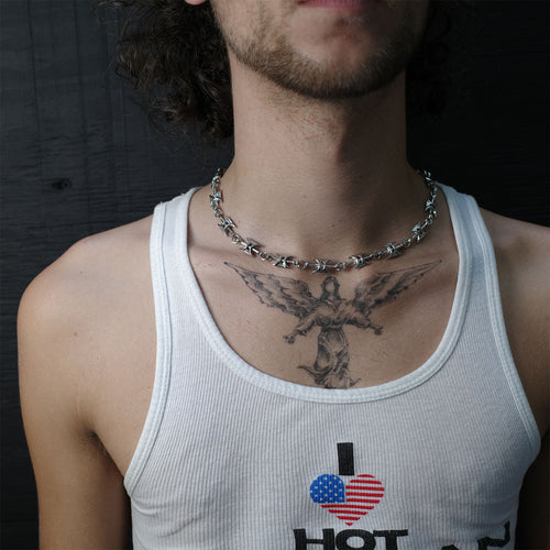 Razor Wire Link Necklace Necklaces Personal Fears Personal Fears Razor Wire Link Necklace | Barbed Wire Chain | Silver Necklace