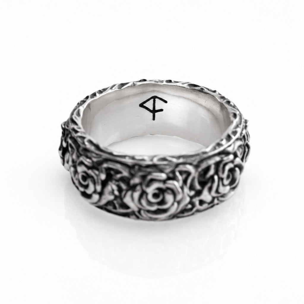 Silver Rose Band Ring