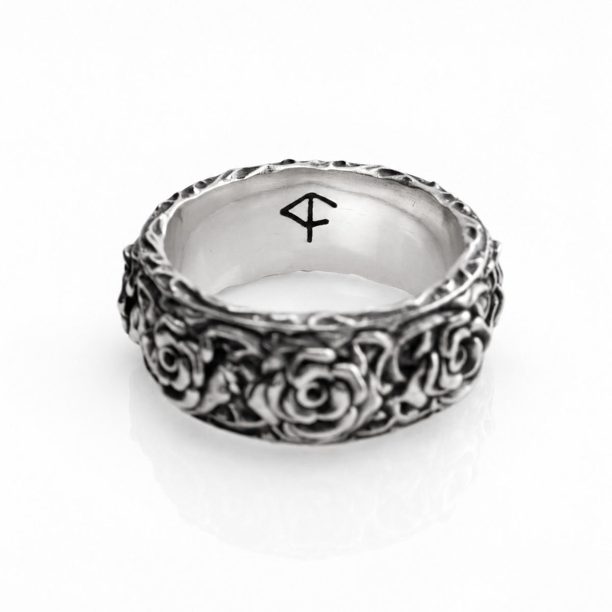 Silver Rose Band Ring