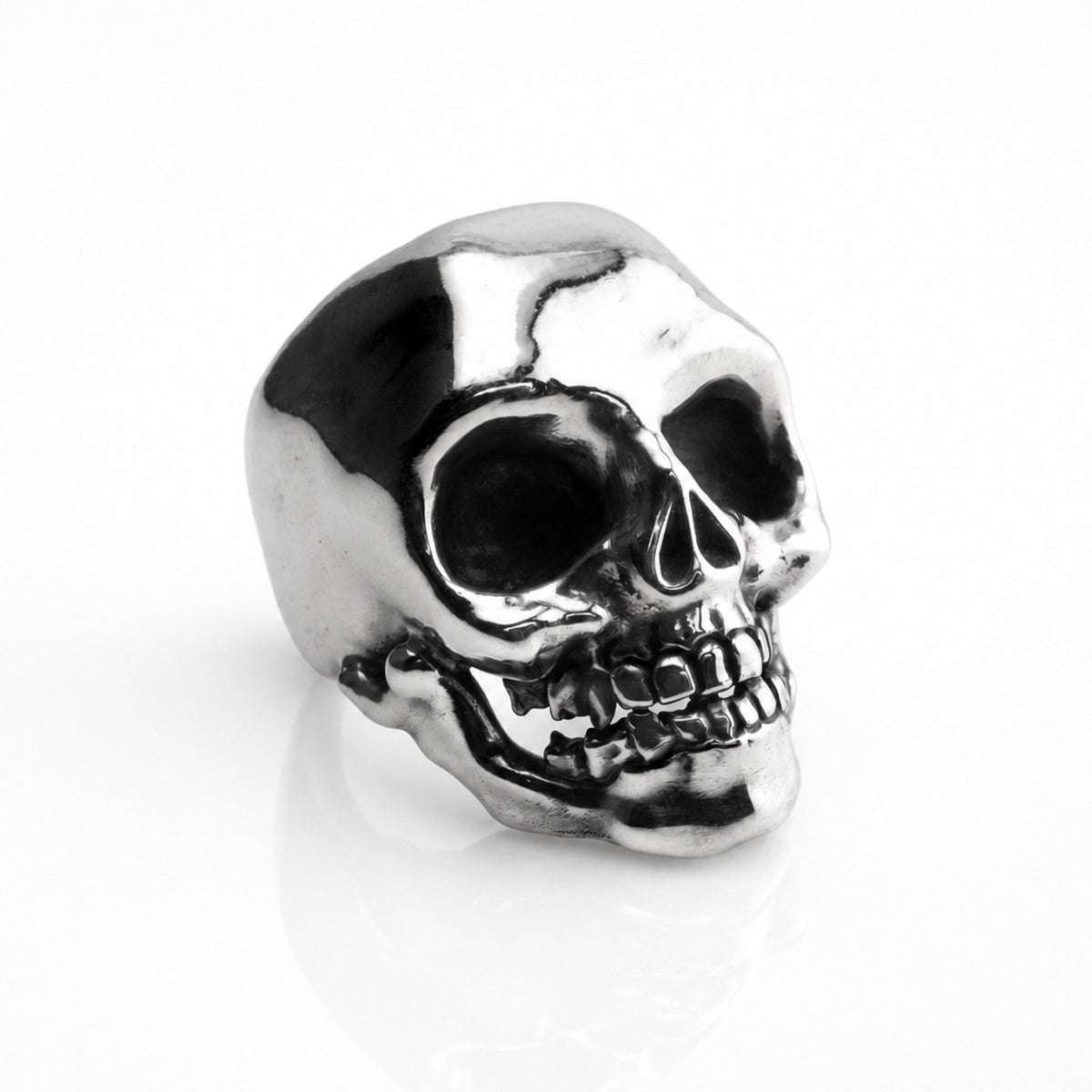 Silver Chrome Dome Skull Ring