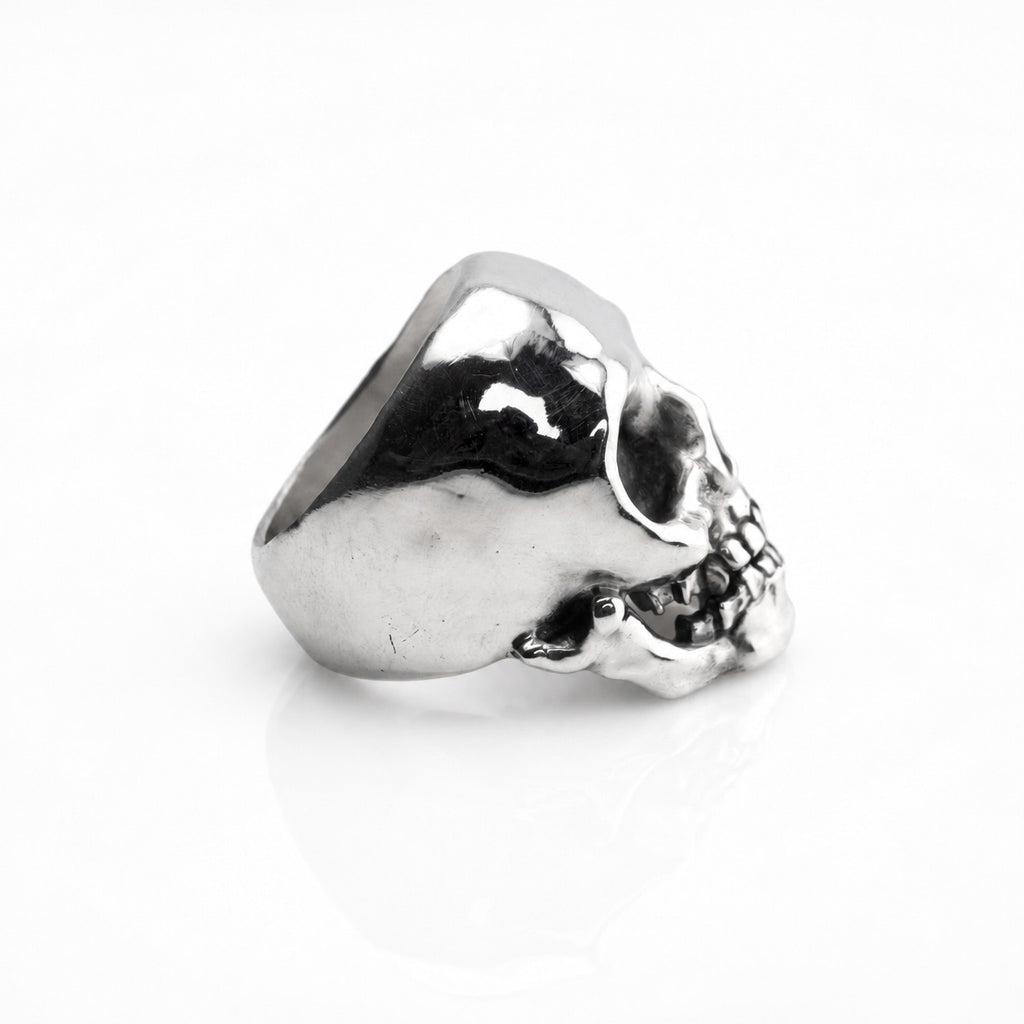 Silver Chrome Dome Skull Ring