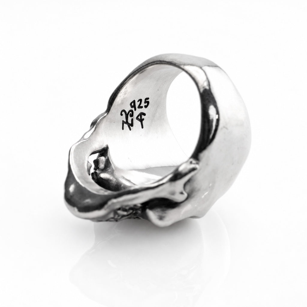 Silver Chrome Dome Skull Ring