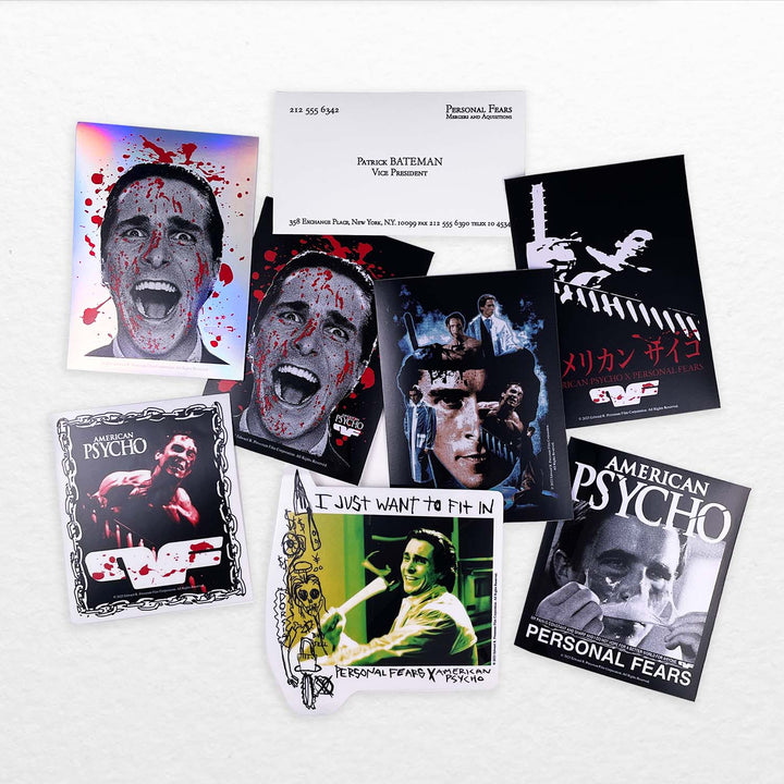 Individual Stickers from American Psycho Sticker Pack by Personal Fears featuring Patrick Bateman 