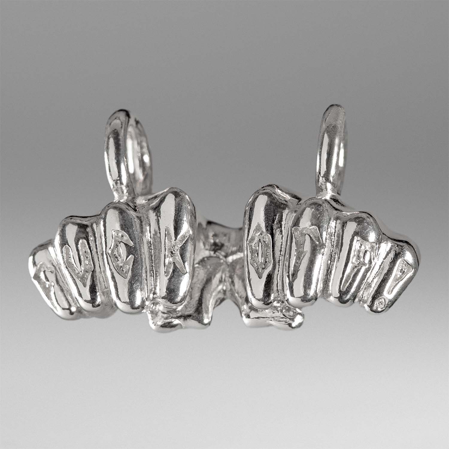 Fuck Off Pendant - Sterling Silver Necklaces FEARS 925 Personal Fears Fuck Off Pendant | Mens Luxury Necklace | Tattoo Jewelry