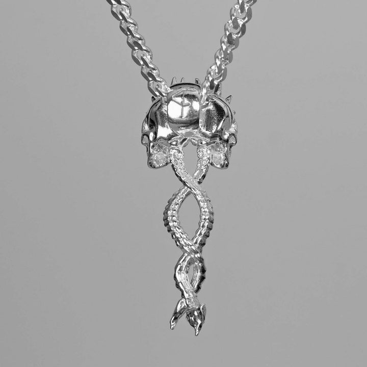 Personal Fears Dual Spines In Sterling Silver on Chain Side View
