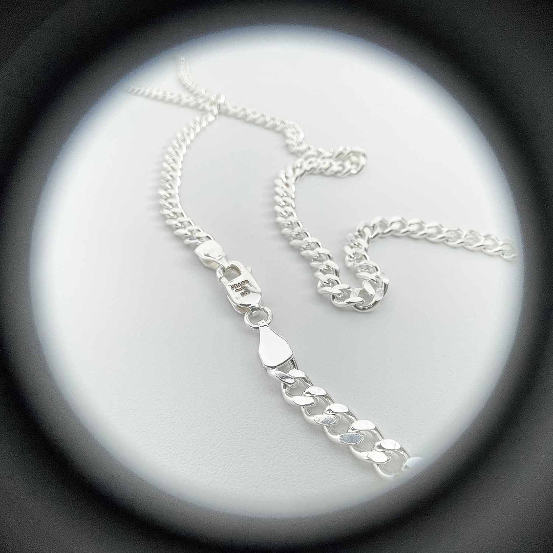 Sterling Silver 3mm Cuban Chain, clasp detail, made by FEARS 925 - Personal Fears