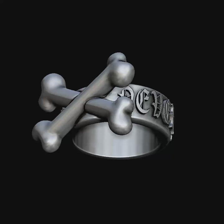 Never Surrender Crossbone Ring - Stainless Steel