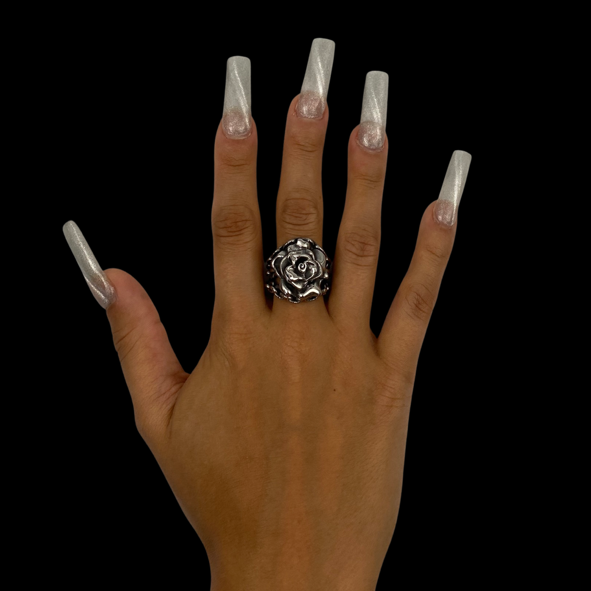 Rose in Chains Ring | Stainless Steel Flower | Gothic Jewelry ...