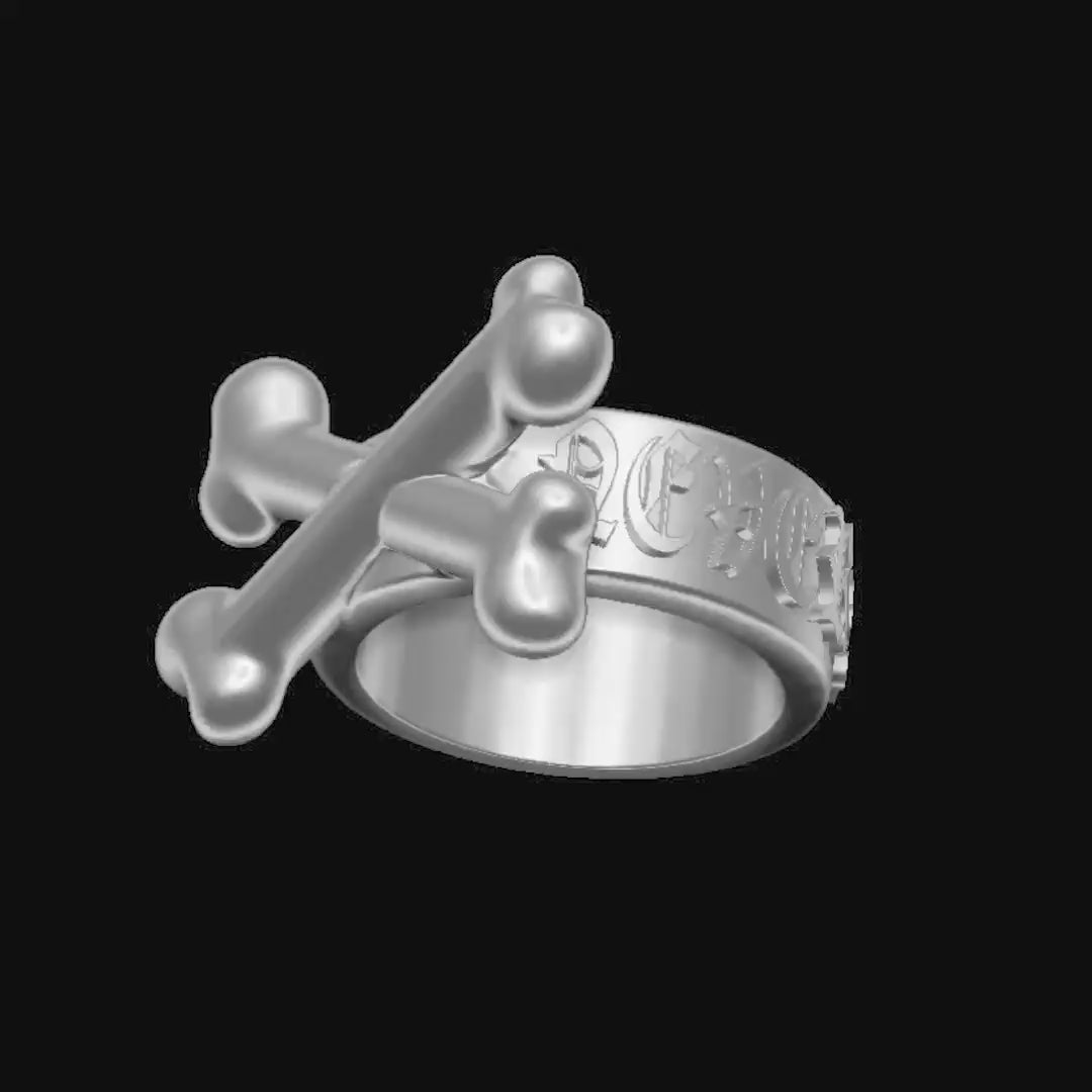 Never Surrender Crossbone Ring - Sterling Silver