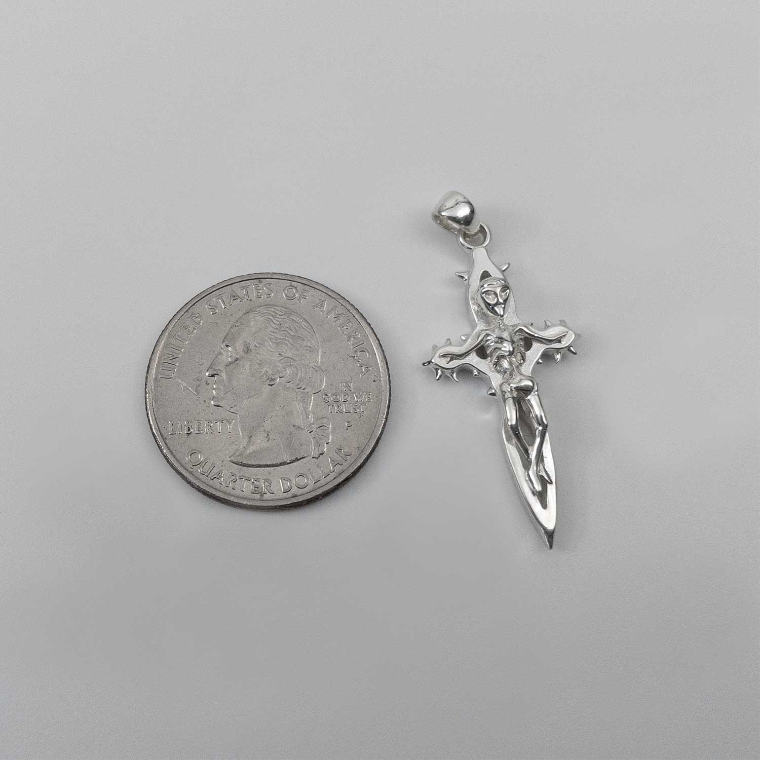 Alien Jesus Pendant Silver Charms & Pendants FEARS 925 Personal Fears Alien Jesus Sterling Silver Pendant | Cross Style Silver