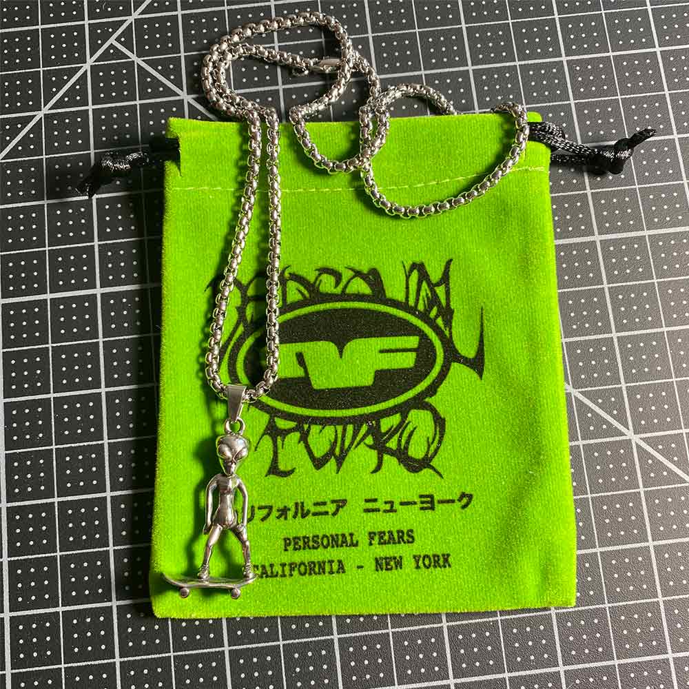 Alien Sk8r Pendant Chain Necklaces Personal Fears Personal Fears Alien Skater Chain | Skateboard Necklace | Personal Fears