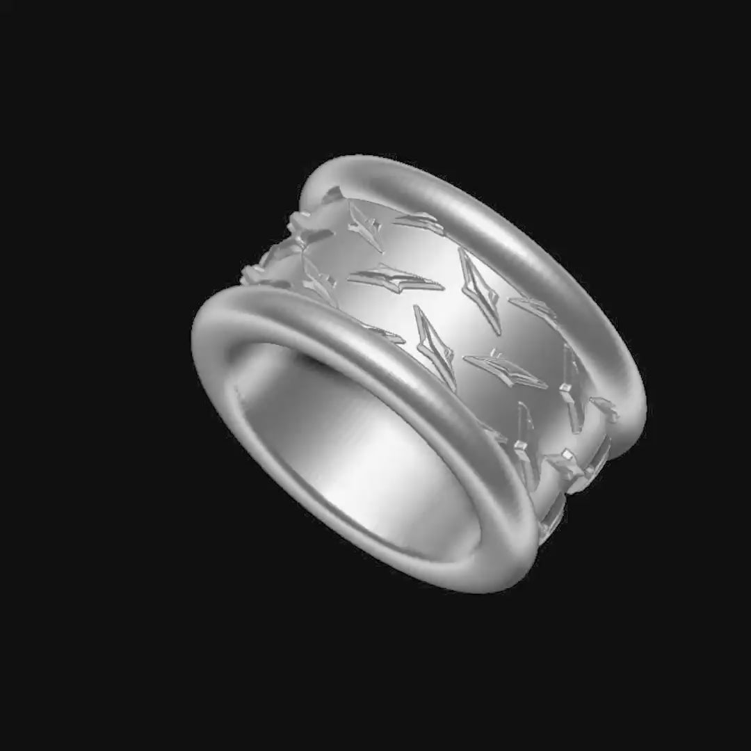 Diamond Plate Ring - Sterling Silver