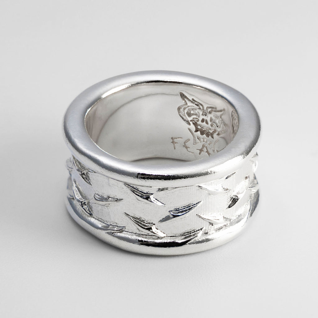 Diamond Plate Ring - Sterling Silver Rings FEARS 925 Personal Fears Diamond Plate Ring | Luxury Ring | Stainless Silver Jewelry