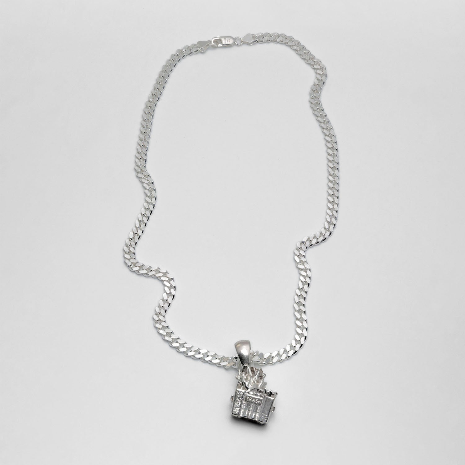 Dumpster Fire Pendant - Sterling Silver Necklaces FEARS 925 Personal Fears Dumpster Fire Pendant | Graffiti Jewelry | Mens Luxury Rings
