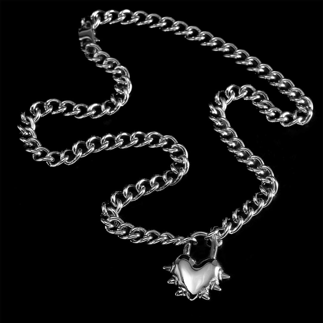 Personal Fears Vicious Heart Chain Stainless Steel Jewelry Lock Pendant