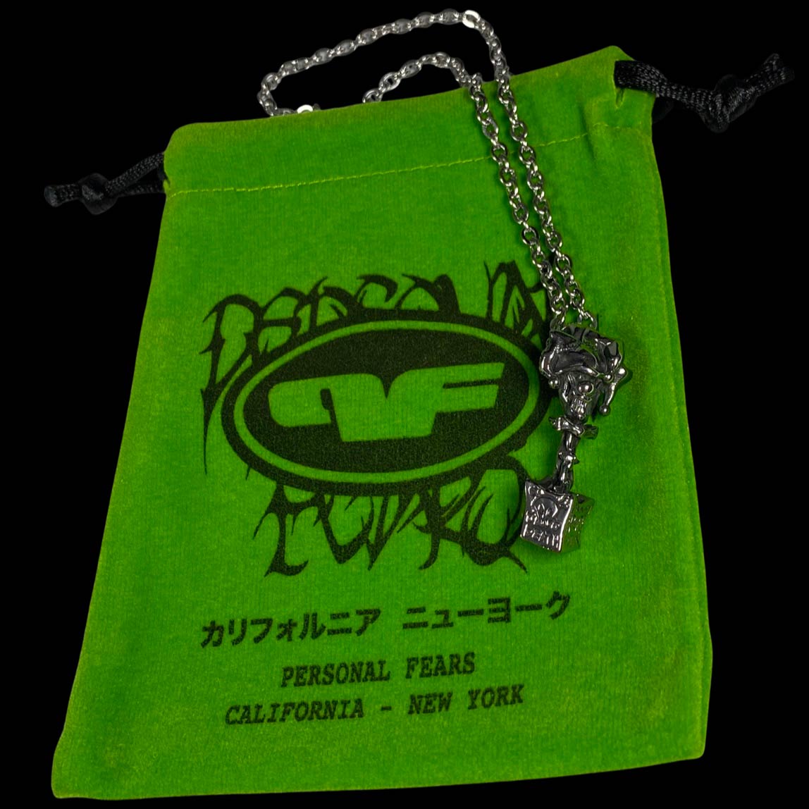 Personal Fears Jack In The Box Pendant Green Bag Stainless Steel Jewelry