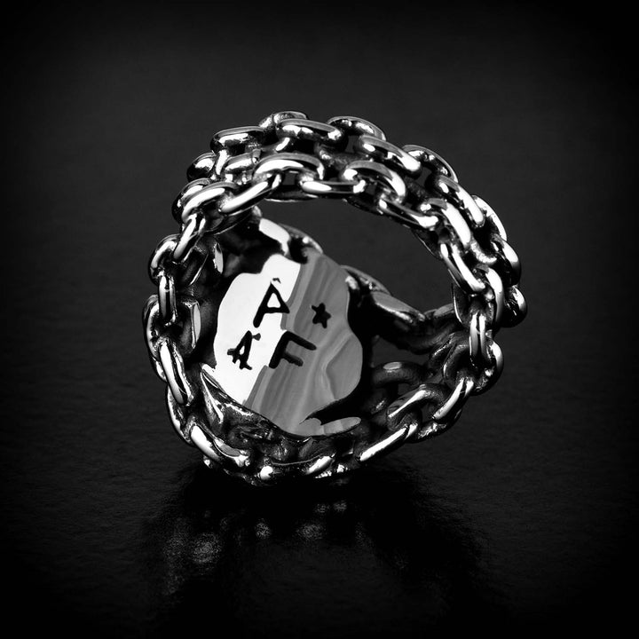 Personal Fears Rose in Chains Ring Inner Details Stainless Steel Jewelry