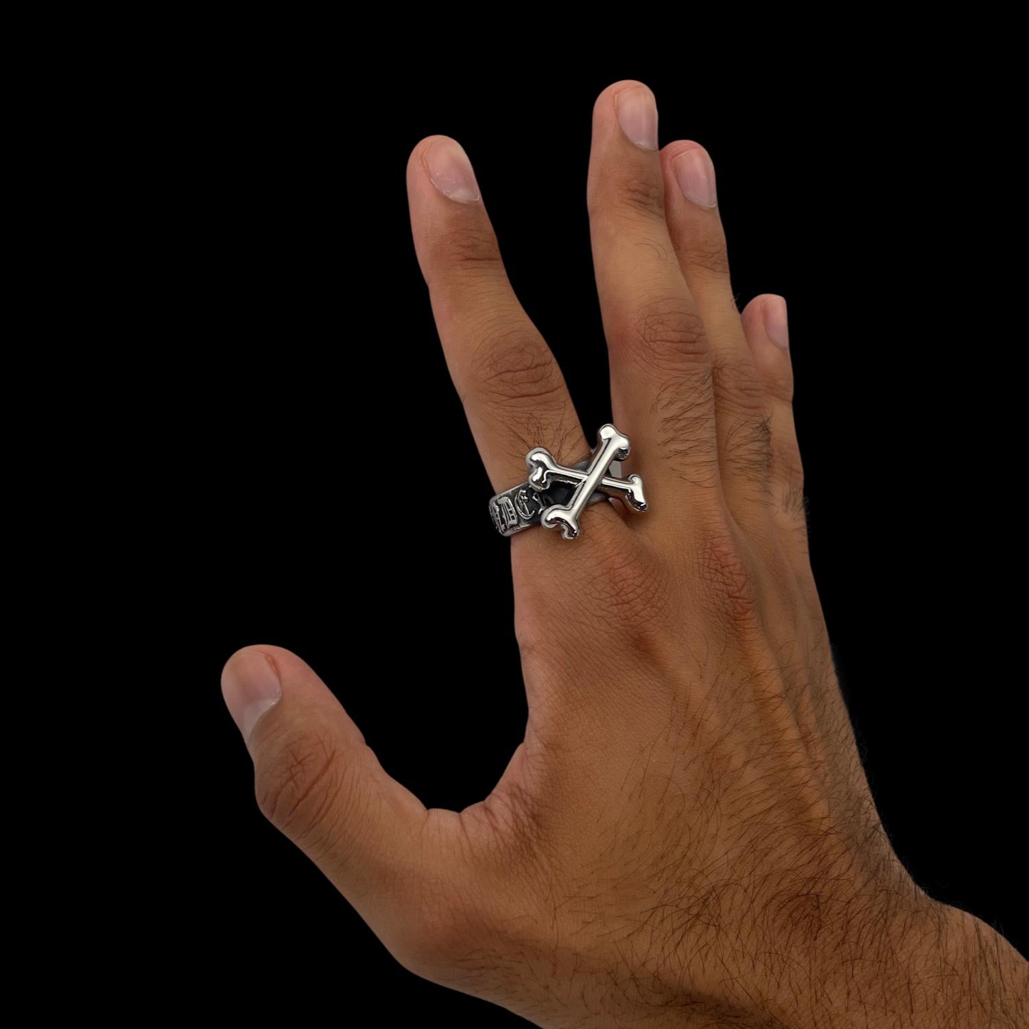 Never Surrender Crossbone Ring - Stainless Steel Rings Personal Fears Personal Fears Never Surrender Ring | Steel Cross Bone Ring | Men's Rings