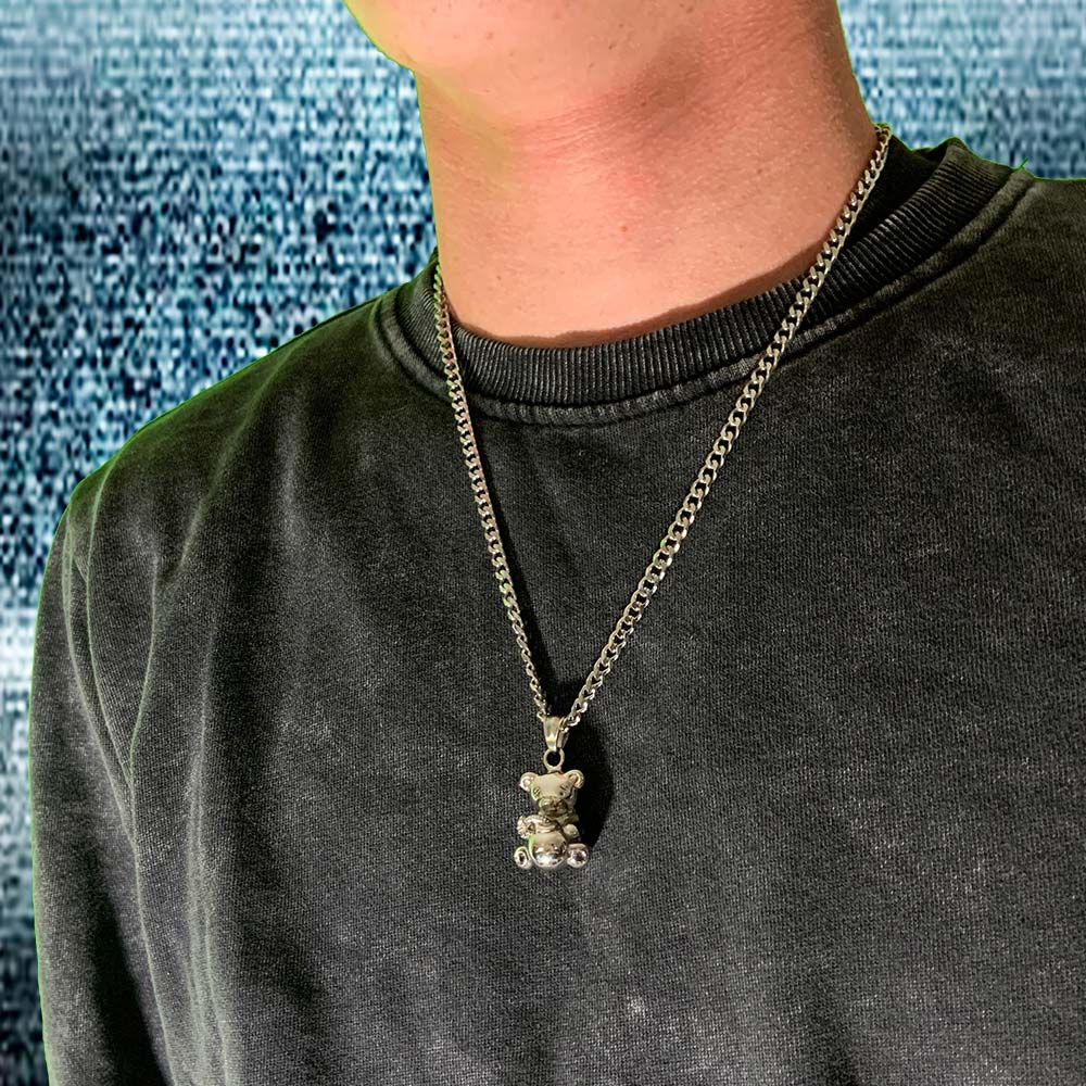 Vintage Men's Bear Pendant Necklace Cute Animal Hip Hop - Temu