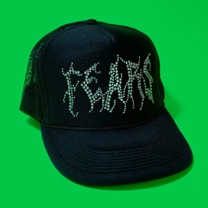 Personal Fears Hat Black Rhinestone Trucker - Limited Release Stainless Steel Jewelry