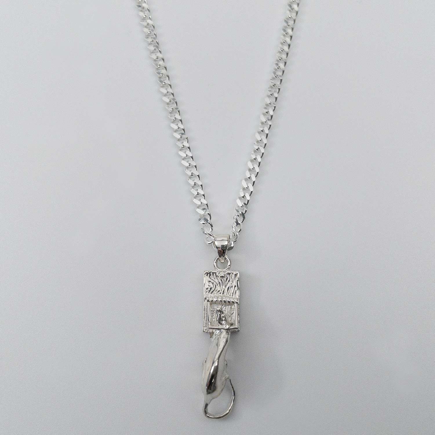 Mouse stuck in mousetrap necklace silver color - Rat Trap Pendant - FEARS 925 by Personal Fears